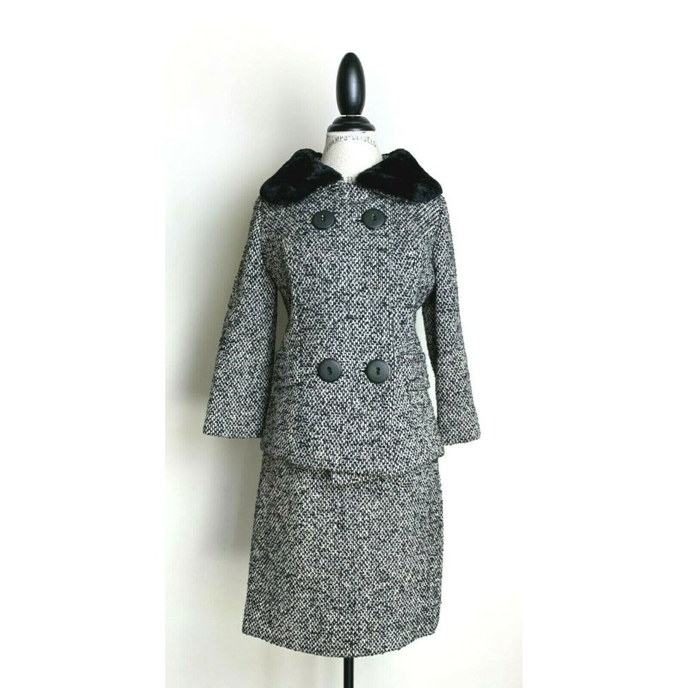 Vintage Roos Atkins Beaver Fur Collar Tweed Suit